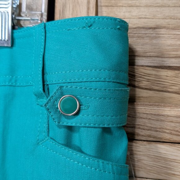 Larry Levine Cropped Pants with Button Accents Teal Size 18W NWT - Picture 5 of 14